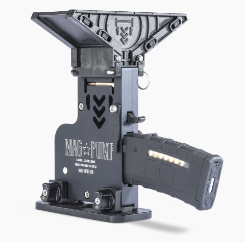 MagPump AR-15 Elite rifle magazine loader is CNC machined from aluminum billet and laser engraved